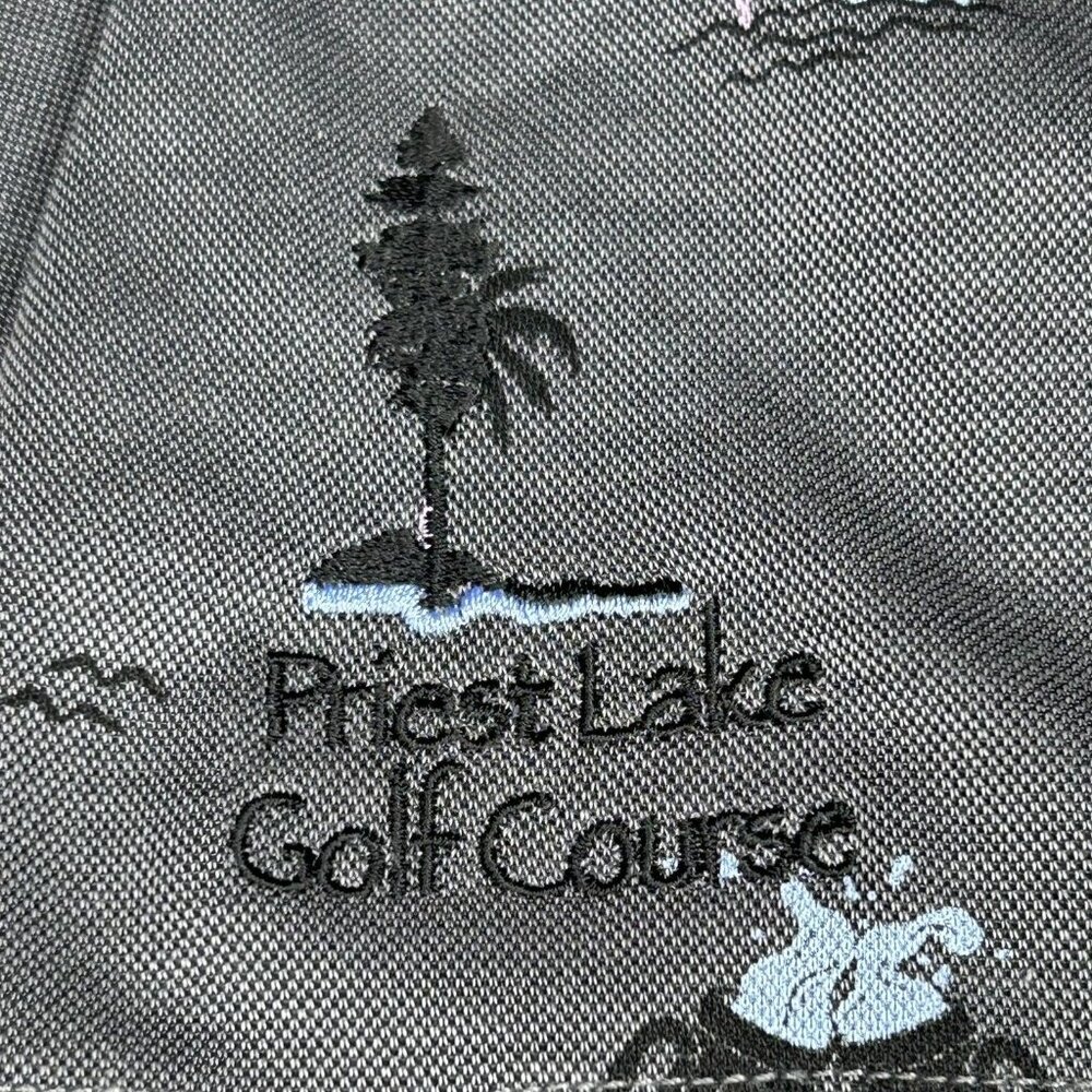 Travis Mathew Polo Shirt Mens Large Gray Priest Lake Golf Course Beer Palm Print - Picture 7 of 15